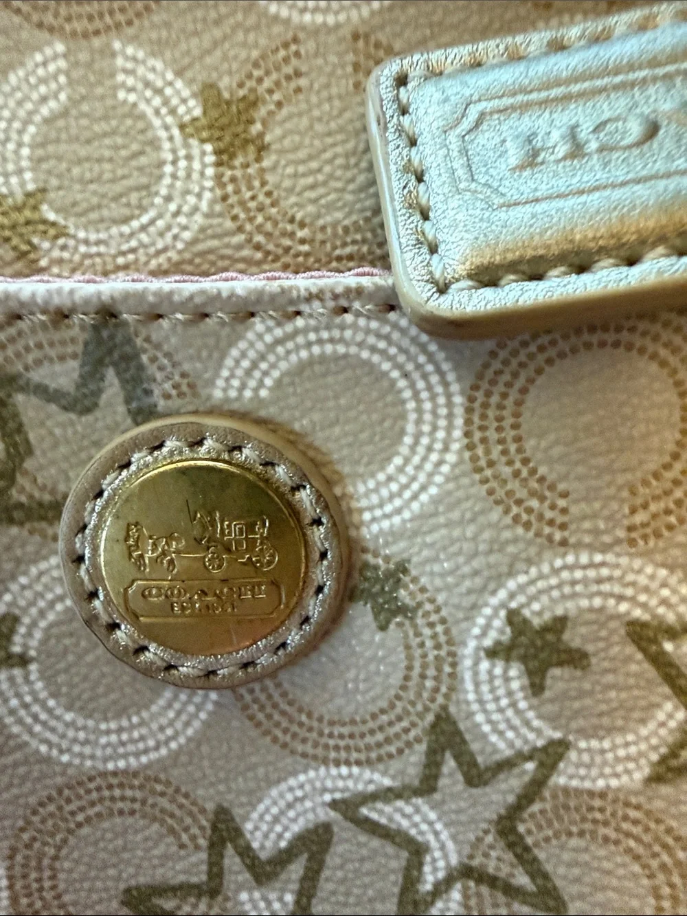 Coach Beige Star & Signature Crossbody Satchel Waverly snow queen satchel